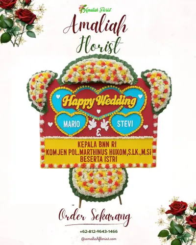 Karangan Papan Bunga Pernikahan di Pakelan